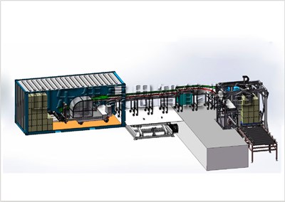 編織袋集裝箱裝車系統(tǒng)，聚丙烯全自動裝車機現(xiàn)場